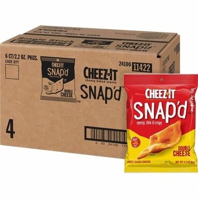 Cheez-It Snap&#39;d Double Cheese Crackers - Cheese - 2.20 oz - 6 / Carton