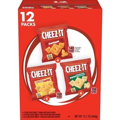 Cheez-It Variety Pack - Individually Wrapped - Original, White Cheddar, Cheddar Jack Cheese - 12.10 oz - 12 / Box