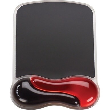 Kensington Duo Gel Wave Mouse Pad Wrist Pillow - 1&quot; x 7.25&quot; x 9.50&quot; Dimension - Red, Black - Gel - Slip Resistant - 1 Pack