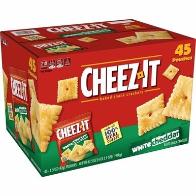 Cheez-It&amp;reg White Cheddar Crackers - Individually Wrapped - White Cheddar - Bag - 1.50 oz - 45 / Carton