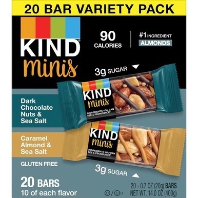 KIND Minis Nuts &amp; Sea Salt Nut Bars Variety - Cholesterol-free, Gluten-free, Low Glycemic, Trans Fat Free, Low Sugar, Low Sodium - Dark Chocolate Nuts and Sea Salt, Caramel Almond and Sea Salt - 1.03 