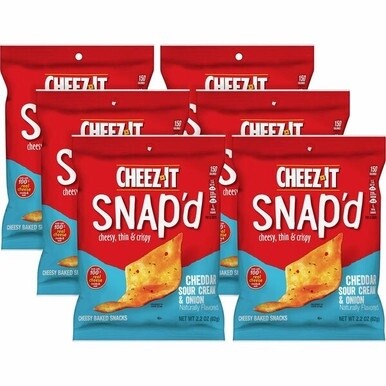 Kellogg&#39;s Snap&#39;d Cheddar Sour Cream &amp; Onion Crackers - Cheddar Sour Cream, Onion - 6 / Carton