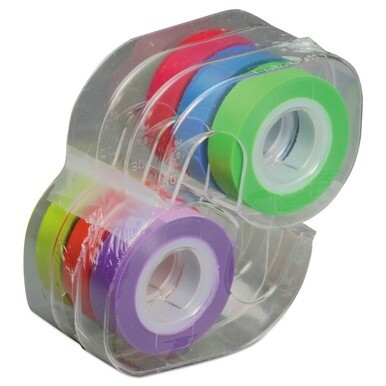 Removable Highlighter Tape, 0.5&quot; x 720&quot;, Assorted, 6/Pack