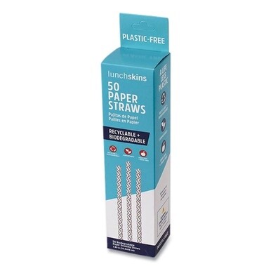 Blue Chevron Paper Straws, 7.89&quot;, 50/Box
