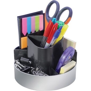 Kantek Rotating Desktop Organizer - 4.4&quot; Height x 6&quot; Width%Desktop - Silver - 1 Each