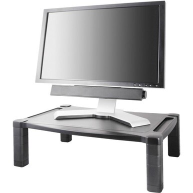Kantek Extra Wide Adjustable Monitor Laptop Stand 20inx13in Single - 60 lb Load Capacity - 1 x Shelf(ves)20&quot; Width - Desktop - Plastic - Black