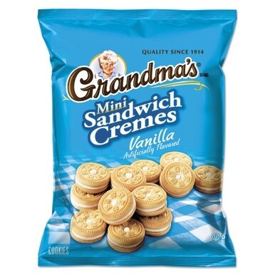 Mini Vanilla Creme Sandwich Cookies, 3.71 oz, 24/Carton