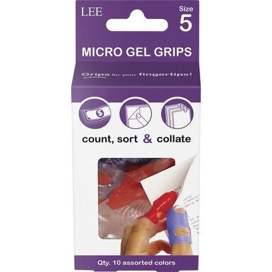 LEE Tippi Micro-Gel Fingertip Grips - #5 with 0.62&quot; Diameter - Small Size - Assorted - 10 / Pack