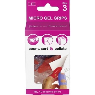 LEE Tippi Micro-Gel Fingertip Grips - #3 with 0.56&quot; Diameter - Extra Small Size - Assorted - 10 / Pack