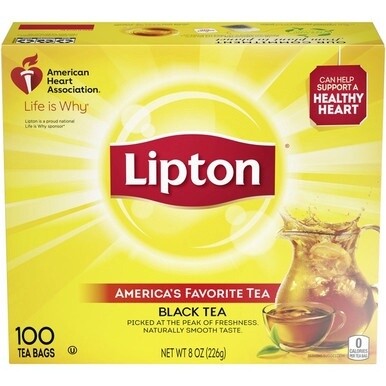 Lipton&amp;reg; Classic Black Tea Bag - 1.3 oz Per Packet - 100 Teabag - 100 / Box