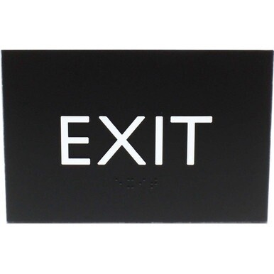Lorell Exit Sign - 1 Each - 4.5" Width x 6.8" Height - Rectangular Shape - Easy Readability, Braille - Plastic - Black, Black