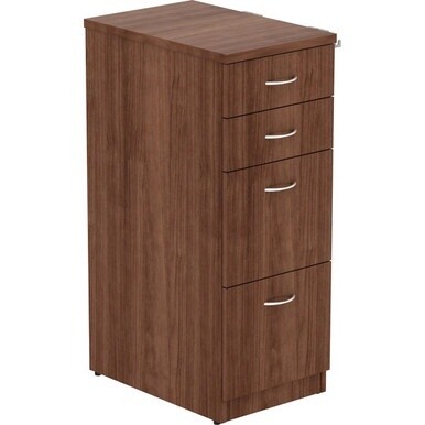 Lorell Walnut Laminate 4-drawer File Cabinet - 15.5&quot; x 23.6&quot;40.4&quot; - 4 x File, Box Drawer(s) - Material: Laminate - Finish: Walnut