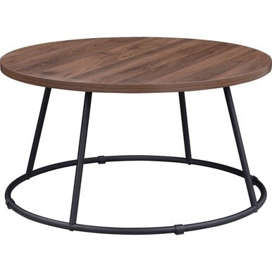 Lorell Round Coffee Table - For - Table TopWalnut Round Top - Powder Coated Four Leg Base - 4 Legs x 1&quot; Table Top Thickness x 31.50&quot; Table Top Diameter - 16.75&quot; Height - Assembly Required - 1 Each