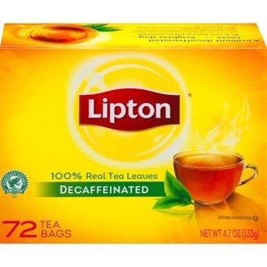 Lipton&amp;reg; Decaf Black Tea Bag - 16 oz Per Bag - 72 Teabag - 72 / Box