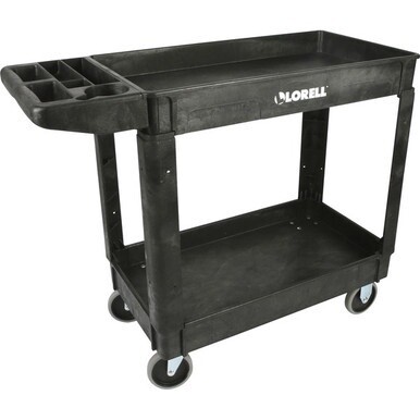 Lorell Storage Bin Utility Cart - 550 lb Capacity - 4 Casters - 5&quot; Caster Size - Structural Foam - x 37.5&quot; Width x 17&quot; Depth x 39&quot; Height - Black - 1 Each