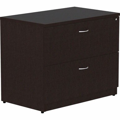 Lorell Essentials Espresso Laminate Lateral File - 2-Drawer - 1&quot; Top, 0.1&quot; Edge, 36&quot; x 22&quot;29.5&quot; Lateral File - 2 x File Drawer(s) - Material: Laminate - Finish: Espresso