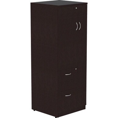 Lorell Essentials Laminate Tall Storage Cabinet - 2-Drawer - 23.6&quot; x 23.6&quot;65.6&quot; Cabinet - 2 x File Drawer(s) - 1 Door(s) - 2 Shelve(s) - Material: Laminate, Medium Density Fiberboard (MDF), Particlebo