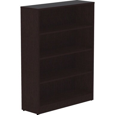 Lorell Essentials Espresso Laminate Bookcase - 0.8&quot; Shelf, 36&quot; x 12&quot;48&quot; - 4 Shelve(s) - Square Edge - Material: Thermofused Laminate (TFL) - Finish: Espresso