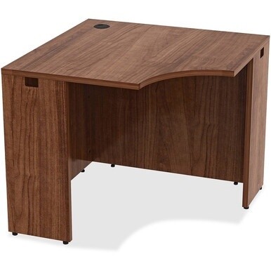 Lorell Essentials Series Walnut Laminate Corner Desk - 36&quot; x 36&quot;29.5&quot; , 0.1&quot; Edge - Material: Metal - Finish: Walnut, Laminate