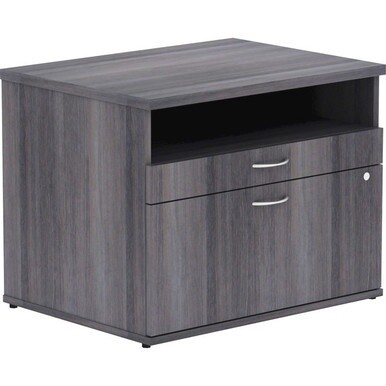 Lorell Relevance Series Charcoal Laminate Office Furniture Credenza - 2-Drawer - 29.5&quot; x 22&quot;23.1&quot; - 2 x File Drawer(s) - 1 Shelve(s) - Finish: Charcoal, Laminate