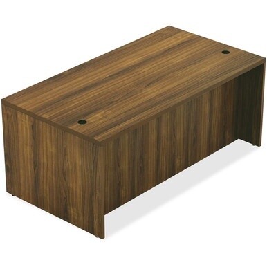 Lorell Chateau Series Walnut Laminate Desking Table Desk - 59&quot; x 29.5&quot;30&quot; Table, 1.5&quot; Table Top - Reeded Edge - Material: P2 Particleboard - Finish: Walnut Laminate - For Office