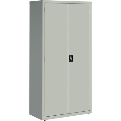 Lorell Fortress Series Storage Cabinets - 36&quot; x 18&quot; x 72&quot; - 5 x Shelf(ves) - Recessed Locking Handle, Hinged Door, Durable - Light Gray - Powder Coated - Steel - Recycled