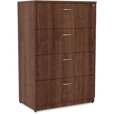 Lorell Essentials Lateral File - 4-Drawer - 1&quot; Top, 35.5&quot; x 22&quot;54.8&quot; - 4 x File Drawer(s) - Finish: Walnut Laminate