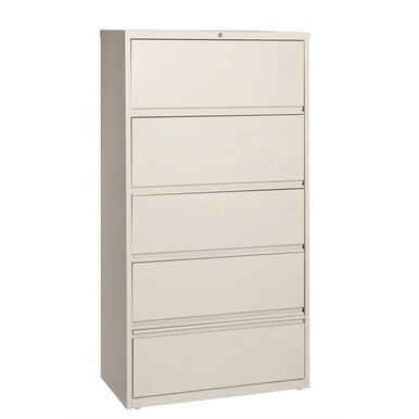 Lorell Receding Lateral File with Roll Out Shelves - 5-Drawer - 36&quot; x 18.6&quot; x 68.8&quot; - 5 x Drawer(s) for File - A4, Legal, Letter - Ball-bearing Suspension, Recessed Handle, Leveling Glide, Heavy Duty,