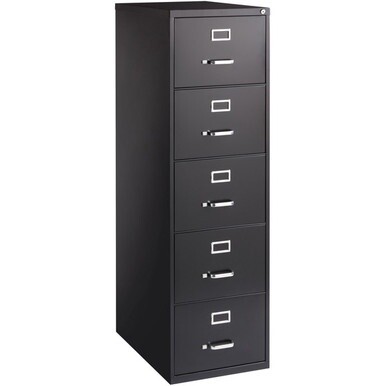 Lorell Commercial Grade Vertical File Cabinet - 5-Drawer - 18&quot; x 26.5&quot; x 61&quot; - 5 x Drawer(s) for File - Legal - Vertical - Heavy Duty, Security Lock, Ball-bearing Suspension - Black - Steel - Recycled