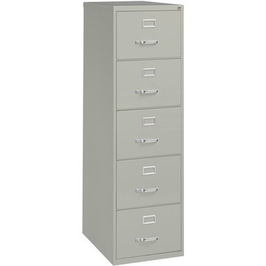 Lorell Commercial Grade Vertical File Cabinet - 5-Drawer - 18&quot; x 26.5&quot; x 61&quot; - 5 x Drawer(s) for File - Legal - Vertical - Security Lock, Heavy Duty, Ball-bearing Suspension - Light Gray - Steel - Rec