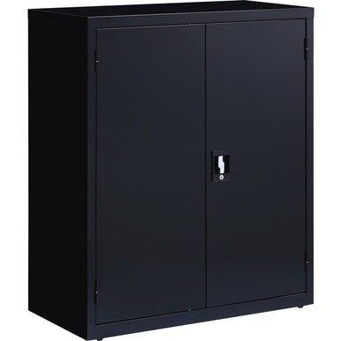 Lorell Fortress Series Storage Cabinets - 18&quot; x 36&quot; x 42&quot; - 3 x Shelf(ves) - Recessed Locking Handle, Hinged Door, Durable - Black - Powder Coated - Steel - Recycled