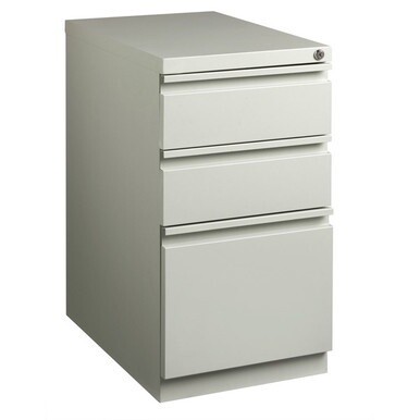 Lorell Mobile File Pedestal - 3-Drawer - 15" x 22.9" x 27.8" - 3 x Drawer(s) for Box, File - Letter - Vertical - Ball-bearing Suspension, Security Lock, Recessed Handle - Light Gray - Steel - Recycled