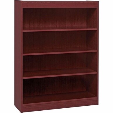 Lorell Panel End Hardwood Veneer Bookcase - 36&quot; x 12&quot; x 48&quot; - 4 x Shelf(ves) - 440 lb Load Capacity - Mahogany - Laminate - Wood - Assembly Required