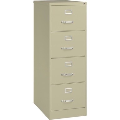 Lorell Vertical File Cabinet - 4-Drawer - 18&quot; x 26.5&quot; x 52&quot; - 4 x Drawer(s) for File - Legal - Vertical - Lockable, Ball-bearing Suspension, Heavy Duty - Putty - Steel - Recycled