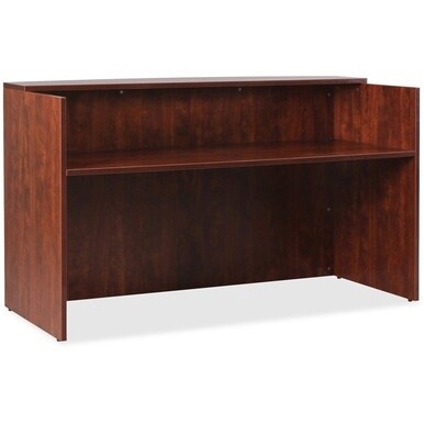 Lorell Essentials Series Cherry Reception Desk - 1&quot; Top, 35.4&quot; x 70.9&quot;42.5&quot; Desk - Finish: Cherry Laminate - For Office