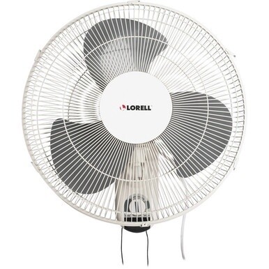 Lorell Pull-chain Wall Mounting 3-speed Fan - 16&quot; Diameter - 3 Speed - Adjustable Tilt Head, Oscillating - 18.5&quot; Height x 9.3&quot; Width x 18.1&quot; Depth - White