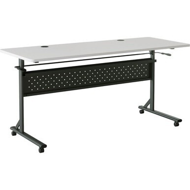 Lorell Shift 2.0 Flip &amp; Nesting Mobile Table - For - Table TopLaminated Rectangle Top - 60" Table Top Length x 24" Table Top Width x 1" Table Top Thickness - 29.50" Height - Assembly Required - Gray -