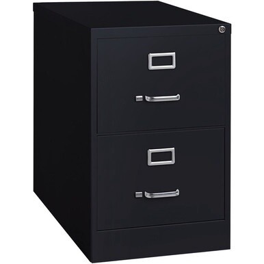 Lorell Vertical File Cabinet - 2-Drawer - 18&quot; x 26.5&quot; x 28.4&quot; - 2 x Drawer(s) for File - Legal - Vertical - Lockable, Ball-bearing Suspension, Heavy Duty - Black - Steel - Recycled