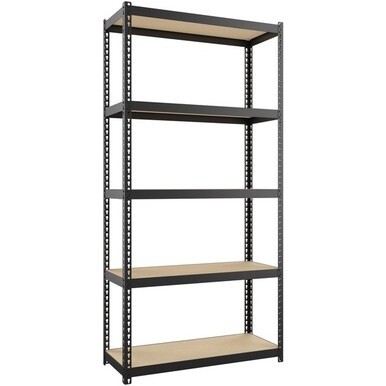 Lorell Narrow Steel Shelving - 5 Shelf(ves) - 60&quot; Height x 30&quot; Width x 12&quot; Depth - 28% Recycled - Black - Steel - 1 Each