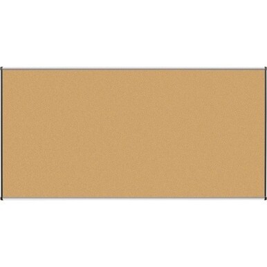 Lorell Satin-Finish Bulletin Board - 96" Height x 48" Width - Natural Cork Surface - Durable, Self-healing - Silver Anodized Aluminum Frame - 1 Each