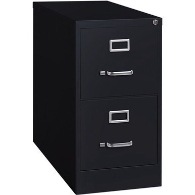 Lorell Vertical file - 2-Drawer - 15&quot; x 26.5&quot; x 28.4&quot; - 2 x Drawer(s) for File - Letter - Vertical - Security Lock, Ball-bearing Suspension, Heavy Duty - Black - Steel - Recycled