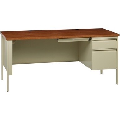 Lorell Fortress Series Right-Pedestal Desk - For - Table TopOak Laminate Rectangle Top - 30&quot; Table Top Length x 66&quot; Table Top Width x 1.13&quot; Table Top Thickness - 29.50&quot; Height - Assembly Required - Oa
