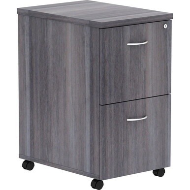 Lorell Weathered Charcoal Laminate Desking Pedestal - 2-Drawer - 16" x 22"28.3" - 2 x File Drawer(s) - Finish: Weathered Charcoal, Laminate