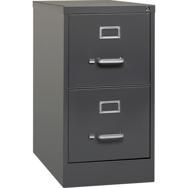 Lorell 26-1/2&quot; Vertical File Cabinet - 2-Drawer - 15&quot; x 26.5&quot; x 28.4&quot; - 2 x Drawer(s) for File - Letter - Vertical - Drawer Extension, Security Lock, Label Holder, Pull Handle - Charcoal - Steel - Rec