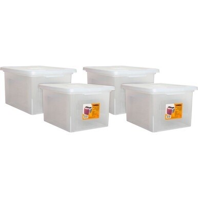 Lorell Letter/Legal Plastic File Box - External Dimensions: 14.2&quot; Width x 18&quot; Depth x 10.8&quot;Height - Media Size Supported: Letter, Legal - Interlocking Closure - Stackable - Plastic - Clear - For File 