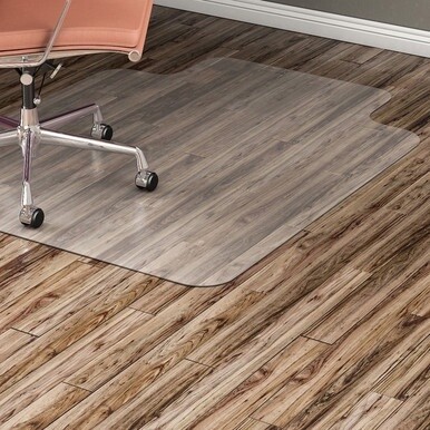 Lorell Hard Floor Wide Lip Vinyl Chairmat - Hard Floor, Wood Floor, Vinyl Floor, Tile Floor - 53" Length x 45" Width x 95 mil Thickness - Lip Size 12" Length x 25" Width - Vinyl - Clear - 1Each