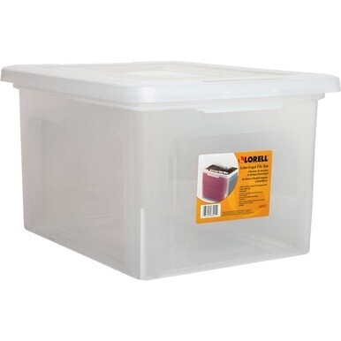 Lorell Letter/Legal Plastic File Box - External Dimensions: 14.2&quot; Width x 18&quot; Depth x 10.8&quot;Height - Media Size Supported: Letter, Legal - Interlocking Closure - Stackable - Plastic - Clear - For File 
