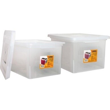 Lorell Letter/Legal Plastic File Box - External Dimensions: 14.2" Width x 18" Depth x 10.8"Height - Media Size Supported: Letter, Legal - Interlocking Closure - Stackable - Plastic - Clear - For File 