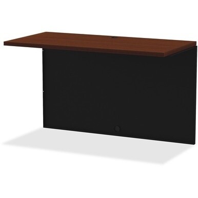 Lorell Walnut Laminate Commercial Steel Desk Series - 48&quot; x 24&quot; , 1.1&quot; Top - Material: Steel - Finish: Walnut Laminate, Black