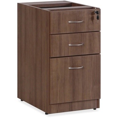 Lorell Essentials Walnut Box/Box/File Fixed Pedestal - 15.5" x 21.9"28.5" Pedestal - 3 x File, Box Drawer(s) - Finish: Laminate, Walnut - For File, File Folder